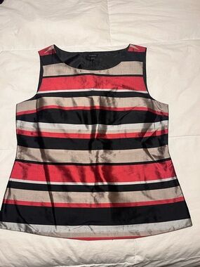 Talbots 100% Silk Top Sleeveless Size 14 Striped Multicolor & Fully Lined
